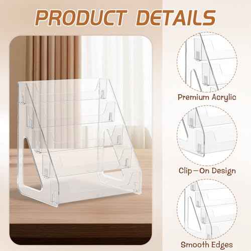 2 Pack 5 Tier Acrylic Bookmark Display Stand for 2. 2'' Bookmark, Portable Sticker Holder Greeting Card Display for Business Vendor, Retail Store Shop