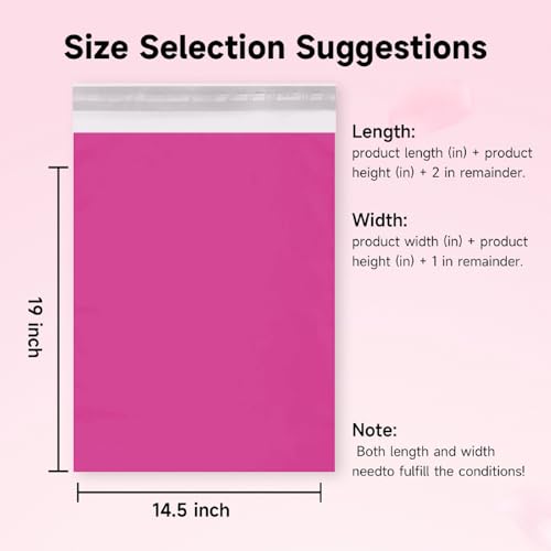 Pink Poly Mailers 14.5X19 100 Pack, Strong Adhesive Shipping Envelopes for Clothing/Shirt, Poly Bags for Small Businesses, Waterproof Mailing for Shipping, Packages Bags