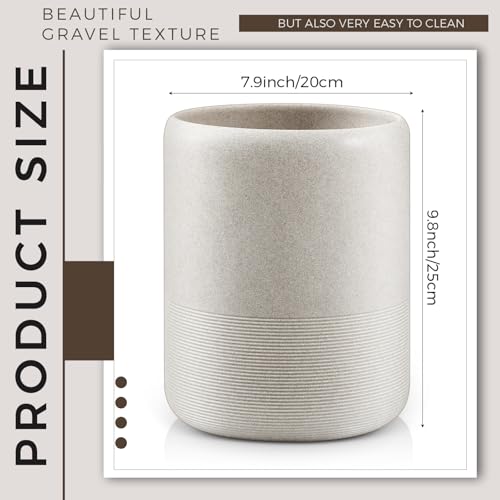 Marsui Resin Wastebasket, Round Marble Compact Trash Can Mini, 2 Gallons Garbage Bin Gravel Wastepaper Basket for Bathroom, Powder Room, Kitchen, Home Office, 7.9 x 9.8 Inch (Gravel)