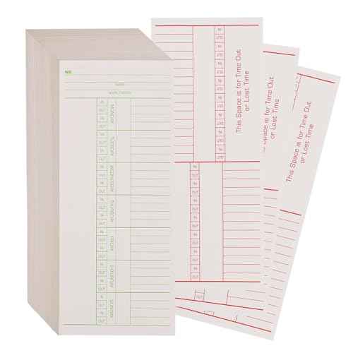 1000PCS Time Cards for Employees Weekly, 2 Sided Time Sheets, 3-3/8" x 8-1/4", Green/Red