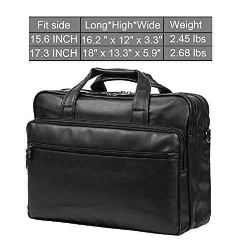 seyfocnia Leather Laptop Bag, Men's 15.6 Inche 17.3 Inche Messenger Briefcase Business Satchel Computer Handbag Shoulder Bag