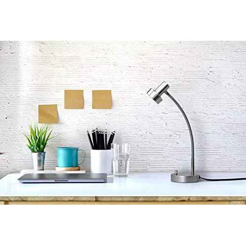 O¡¯Bright Dimmable LED Desk Lamp with USB Charging Port (5V/2A), Full Range Dimming LED, Table Lamp with USB Charger, Flexible Gooseneck, Office Desk Lamp/Bedside Lamp, Vintage Design (Aluminum)