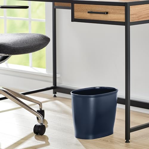 iDesign Slim Plastic Bathroom Trash Can Navy Blue Pack of 1