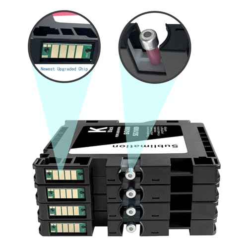 SG500 SG1000 Sublimation Ink Cartridge with Latest Upgraded Chip No AB Version Compatible with Sawgrass Virtuoso SG500 SG1000 Printer Pack of 4 (BK/C/M/Y)