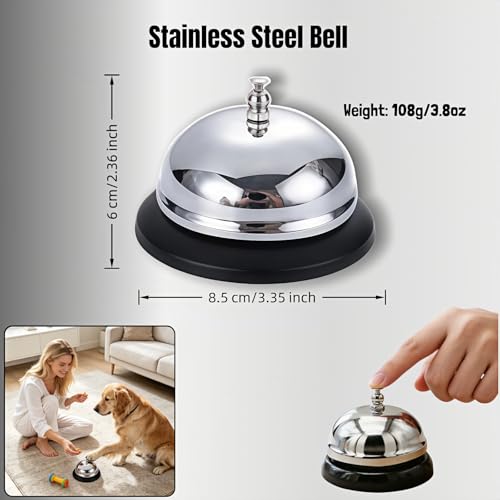 Stainless Steel Call Bell for Reception Hotel Restaurant Pet Training 3.35in