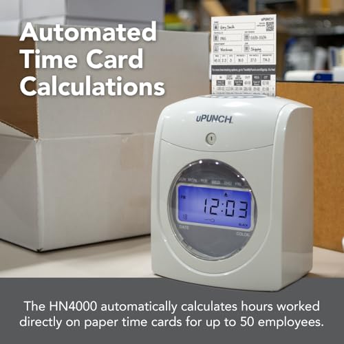 uPunch HN4500 Advanced Employee Time Clock Bundle – Includes 200 Cards & Accessories