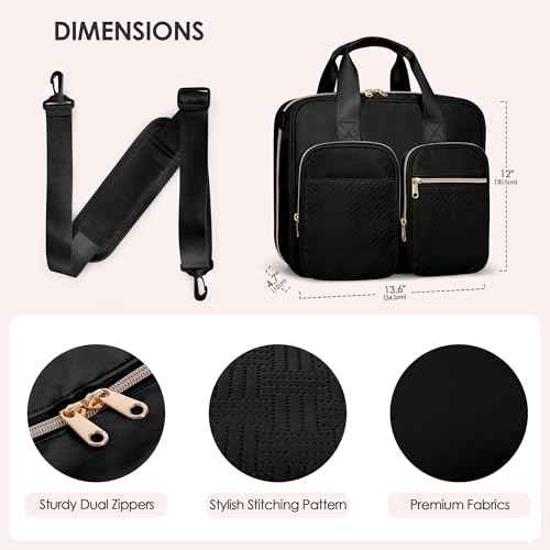 3 Ring Zipper Binder, 2 Inch Ring Binder Organizer Bag with Shoulder Strap Fits 13 Inch Laptop and 500 Sheets, Black (Empty Bag Only)
