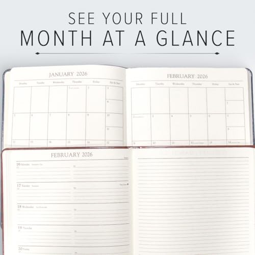 Gallery Leather Academic Planner 2025-2026, Teacher and Student Weekly Monthly Planner, Elegantly Bound Calendar with Gold-Gilded Page Edges, 18 Months - Acadia Green - 9x7"