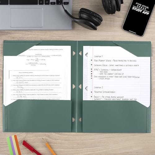 Five Star 2-Pocket Plastic Folder with Stay-Put Tabs - Assorted Colors, 4 Pack (Green, Purple, White, Pink)