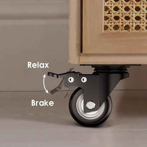 2 inch Caster Wheels Heavy Duty Swivel Casterswith Safety Brake Total Capacity 1200lbs (Set of 8) Good for Industrial or Furniture