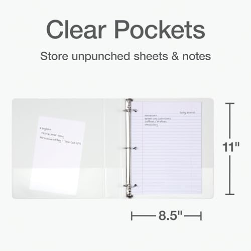 Oxford 1.5-Inch White Round Ring Binder, 350 Sheet Capacity, View Cover, XtraLife Hinge