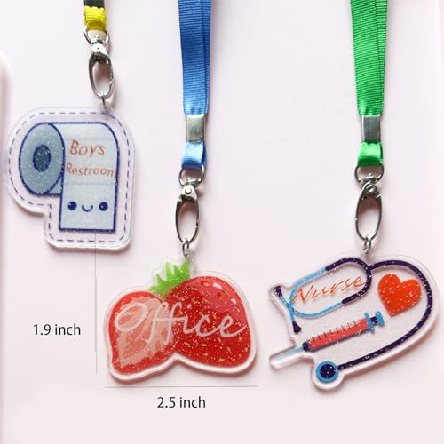 Acrylic Hall Pass First Day of School Unbreakable School Passes Set for Teachers Cute Classroom Passes for Bathroom, Library, Office and Nurse Classroom