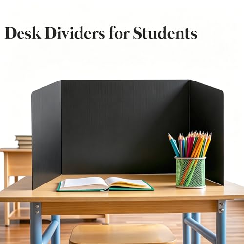 24 Pack Black Desk Dividers for Students Privacy Folders - EUVBOKW