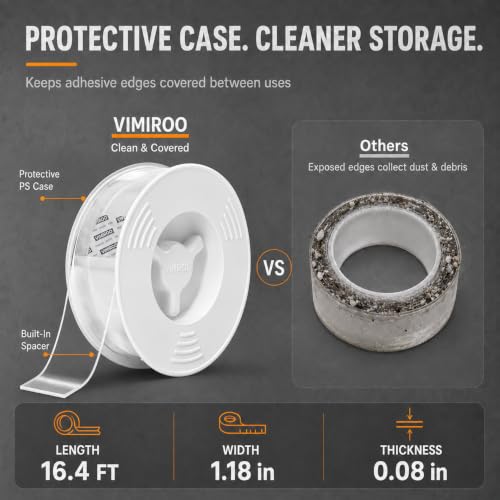 Vimiroo Double Sided Heavy Duty Nano Tape 16.4ft / 1.18in Wide, 0.08in Thick