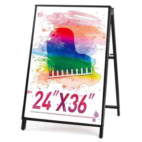 24 x 36 Heavy Duty Slide-in Folding A-Frame Sidewalk Sign Black Coated Steel Metal Double-Sided Pavement Sign (Frame only)