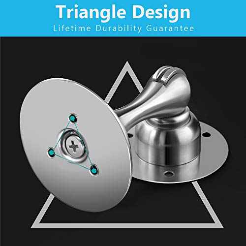 WINONLY Door Stopper, 4 Pack Magnetic Door Stop, Stainless Steel, Magnetic Door Catch, 3M Double-Sided Adhesive Tape, No Drilling, Screws for Stronger Mount, Hold Your Door Open, 4 Pack for Wide Doors