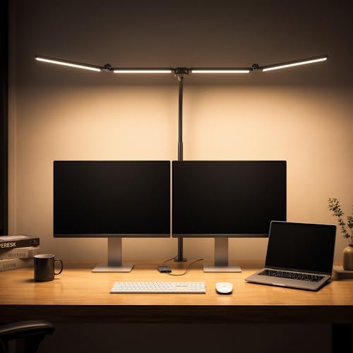 Black Adjustable LED Desk Lamp with Clamp - Home Office Swing Arm Light