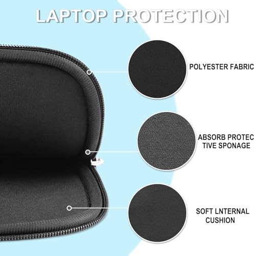 Ampoock 14 Inch Laptop Sleeve Case Black Shockproof Protective Bag