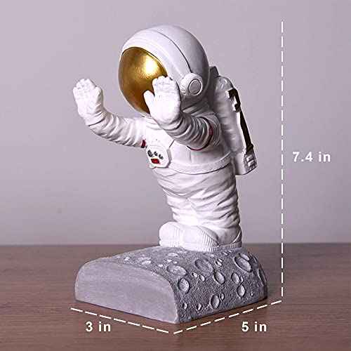 Astronaut Bookends - Space Decor for Kids Rooms & Home Office - Heavy Duty Book Holders with Anti-Slip Base - Cool Unique Design (Gold)