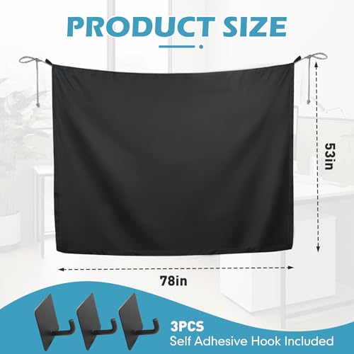 LILXIU 78 x 53 Inch Cubicle Curtain with Self-Adhesive Hooks, Blackout Room Divider