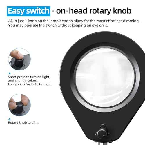 Magnifying Glass with Light and Stand & Clamp, Magnifying Desk Lamp with LED Lighted 5X Magnifier, Dual Fixtures, Upgraded Switch, for Hobby Craft Repair Reading Precision Work