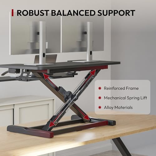 Sanodesk 36" Standing Desk Converter - Sit-to-Stand Riser with Keyboard Tray (Black, 36")