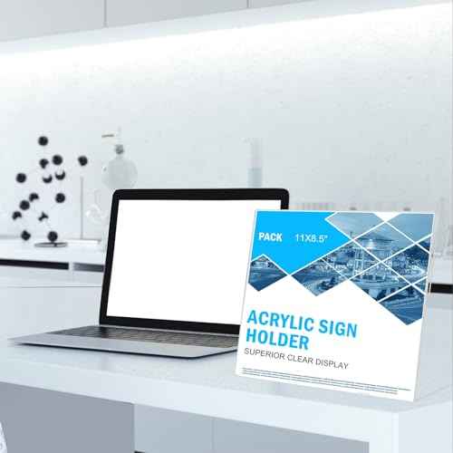 12 Pack Acrylic Sign Holder 8.5 x 11 Horizontal Slant Back Acrylic Stands for Display Plexiglass Clear Acrylic Display Stands for Ad Frame, Picture Photo Frames, Promotions, Restaurants, Office