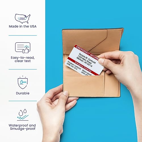Custom Emergency Contact Wallet Card with Medical Info & Key Tag