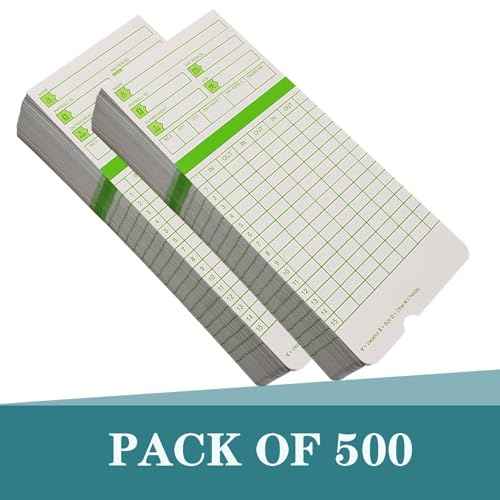 500PCS Time Cards for Employees, 2-Sided, Monthly Time Cards for HN3000, 3 3/8" x 7 3/8", Green