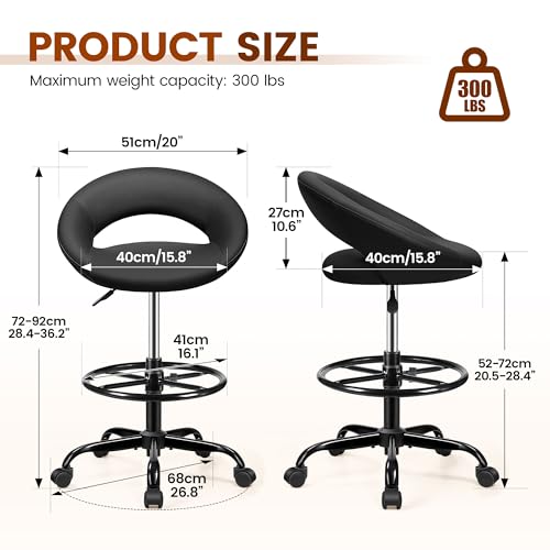 Stella Mia Ergonomic Drafting Chair for Standing Desk, Black, 1 Pack