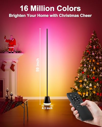 Keepsmile Black RGB Corner Floor Lamp with App, Remote & Music Sync, 172 LEDs