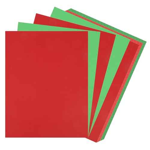 40 Sheets Christmas Cardstock Paper ? 8.5¡¿11" Red & Green Construction Paper, 65 lb Thick Cardstock Paper for DIY Xmas Cards, Invitations, Scrapbooking, Holiday Crafts & Decorations