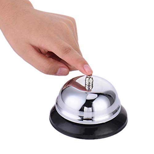 HeeYaa 3.3 Inch Silver Call Bell Pack of 2 – Sturdy Metal Desk Bells for Hotels, Hospitals, Schools, Reception Areas