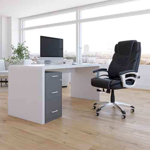 STAPLES 3-Drawer Vertical File Cabinet, Letter Size Documents, Lockable & Mobile, 18.9" D x 14.3" W x 26.8" H, Charcoal