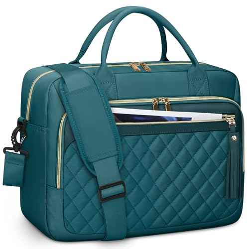 RAINSMORE Laptop Bag 17.3 Inch Briefcase for Women Waterproof Computer Messenger Shoulder Bags Large Laptop Case for Work Business Office Travel College, Dark Green