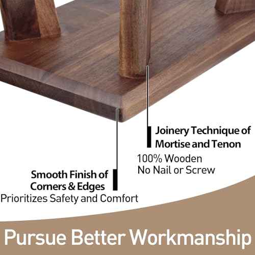 Wooden Step Stool Walnut Wood Portable Foot Stool Assembled for Adult in Kitchen Garden Living Room Bathroom Classroom Easy Use (1, Large)