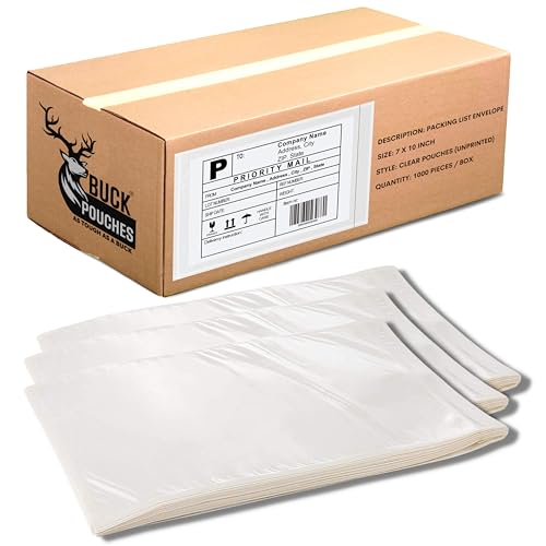 100 Pack 7x10 Waterproof Shipping Label Sleeves with Self-Adhesive Envelopes