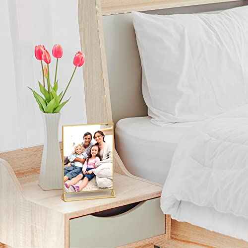 NIUBEE 12Pack 4 x 6 Clear Acrylic Wedding Table Number Holder Stands with Gold Borders, Double Sided Gold Picture Frames Sign Holder for Restaurant Table Menu Recipe Cards Photo Display