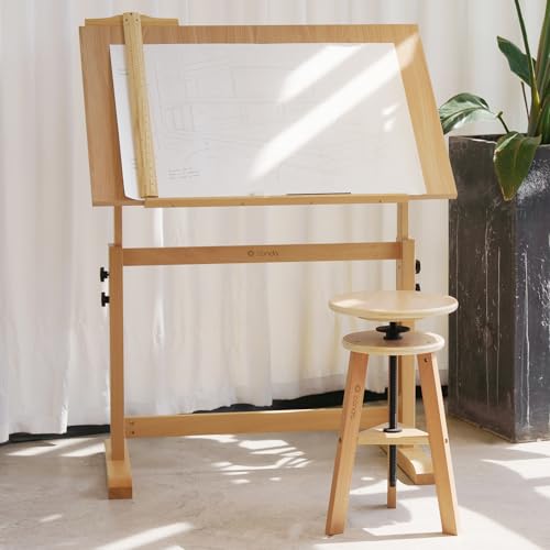 Cond Wood Drafting Table - Adjustable Height & Tilt, 35.5x23.5 Inch Art & Architect Table with Rustic Finish (Drafting Table)
