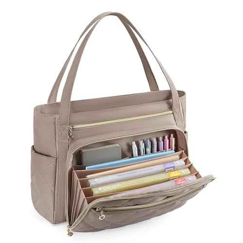 BAGSMART Teacher Tote Bag for Women 15.6in Quilted with Insulated Pocket & Nurse Bag Features (Brown)