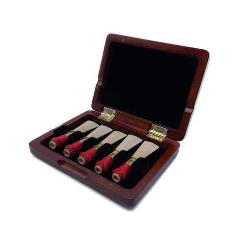 Reed123 Wooden Bassoon Reed Case, Red/Black, for 3/5/10 Reeds (for 5 reeds, Red)