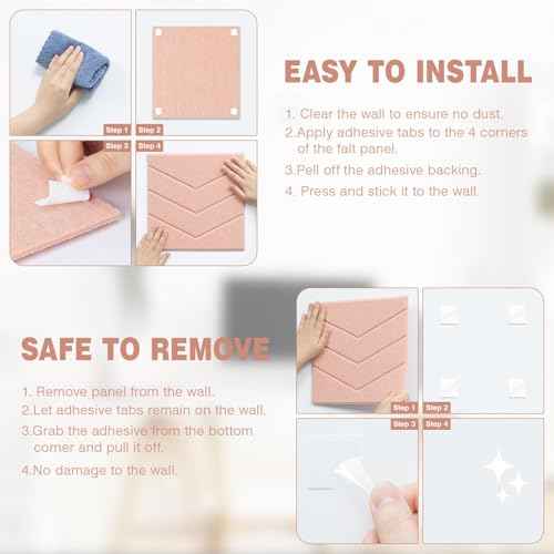 Large Cork Board 48"x36",12 Pack Cork Board Tiles for Wall,Felt Bulletin Board with Sticky Notes, Push Pins & Clips,Tack Board for Office Home Pink