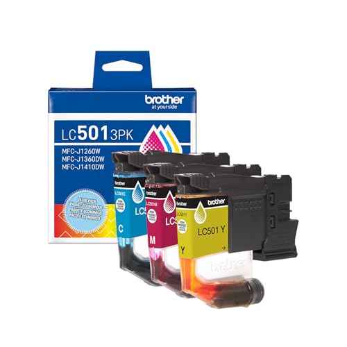 Brother Genuine LC5013PK 3-Pack Standard Yield Cyan, Magenta, and Yellow Ink Cartridges (for use with Work Smart 1260, 1360, and 1410 Printers)
