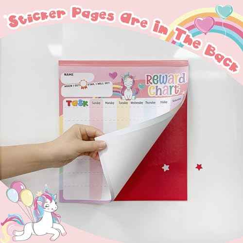Reward Chart for Kids ? Unicorn Magnetic Kids Behavior Chart, Pad with 26 Chore Charts, 1920 Star Stickers, 49 Incentive Stickers, Responsibility Chart for Kids Girls Toddlers - Kids Chore Chart