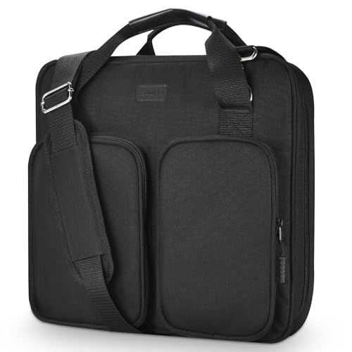 3 Inch Zipper Binder 3 Ring with Sturdy Shoulder Strap & Multi-Pocket, Binder with Zipper Holds Up to 700 Sheets for Office School, Compatible with 13¡± MacBook Laptop ipad(Black)