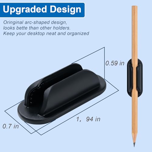 UEHSNI Black Adhesive Silicone Pencil Holders 10 Pack for Desk & Wall