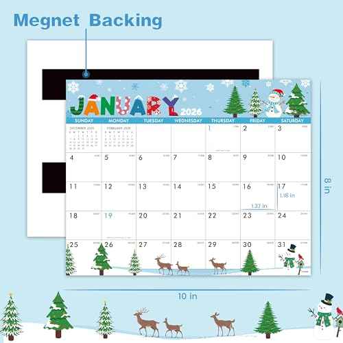 2026 Calendar - Magnetic Calendar for Refrigerator, Jan.2026 - Dec.2026, 8" ¡¿ 10", 2026 Magnetic Refrigerator Calendar, Tear-off Pad, Blocks with Julian Dates - 12 Different Themes