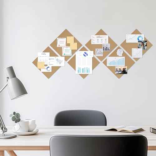 Cork Board Bulletin Board 12x12,1/2" Thick Cork Board Tiles 12 Pack, Self-Adhesive Small Square Pin Board for Walls, Corkboards for Office Home School Message/Vision Board Decoration.