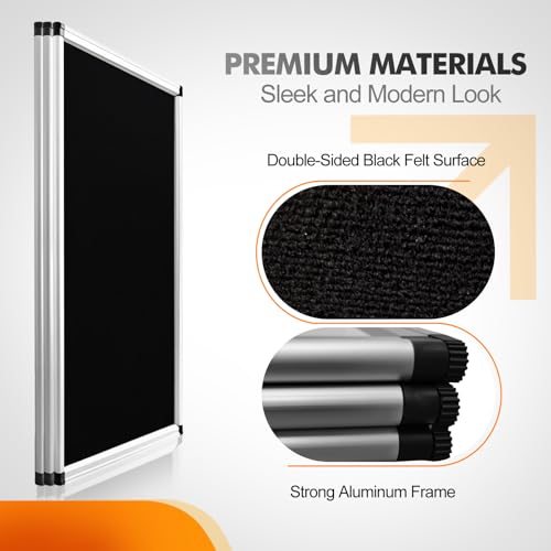 Black Double-Sided 3+1 Panel Trifold Display Board for School & Events 72x35.4in