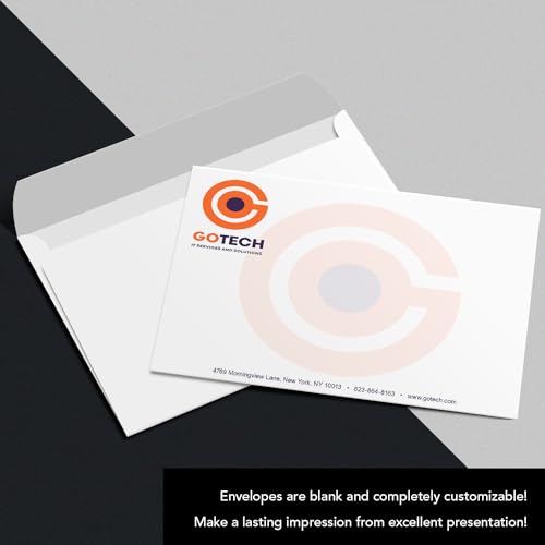 Custom 9x12 Booklet Envelopes - Upload Logo & Return Address - Bright White, Sturdy, 50 Pack